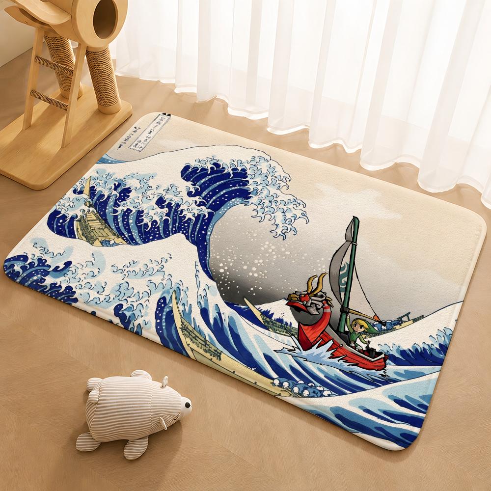 H-Hokusai O-Ohara K-Koson Floor Mat Floor Mat Soft Flannel Non-Slip Door Rug for Living Room