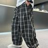 Boys' Summer Plaid Pants Thin Loose Casual Pants Trendy and Cool Mosquito Repellent Pants