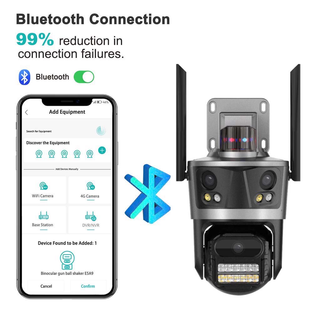 6K 12MP IP Outdoor Three Lens Wifi Surveillance Protection Auto Tracking PTZ Security CCTV Camera