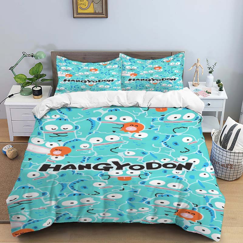 

The virtual cartoon character HANGYODON themed three piece bedding set, including duvet covers and pillowcases, is the perfect 135x200cm