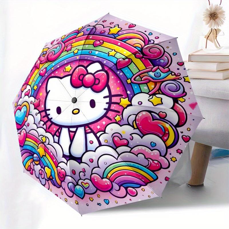1pc Hello Kitty Rainbow Clouds Umbrella with Plastic Handle,Suitable for All Seasons Home Travel Outdoor UmbrellaSanlio531