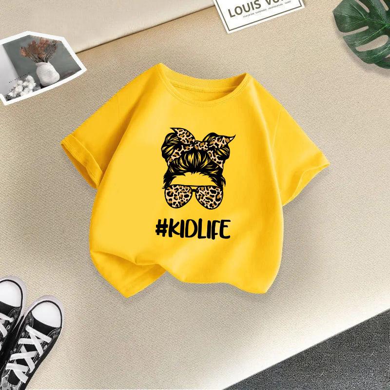 Unisex Summer 2024 Kids' Cotton T-Shirt – Fashionable Short-Sleeve Round Neck for Boys and Girls