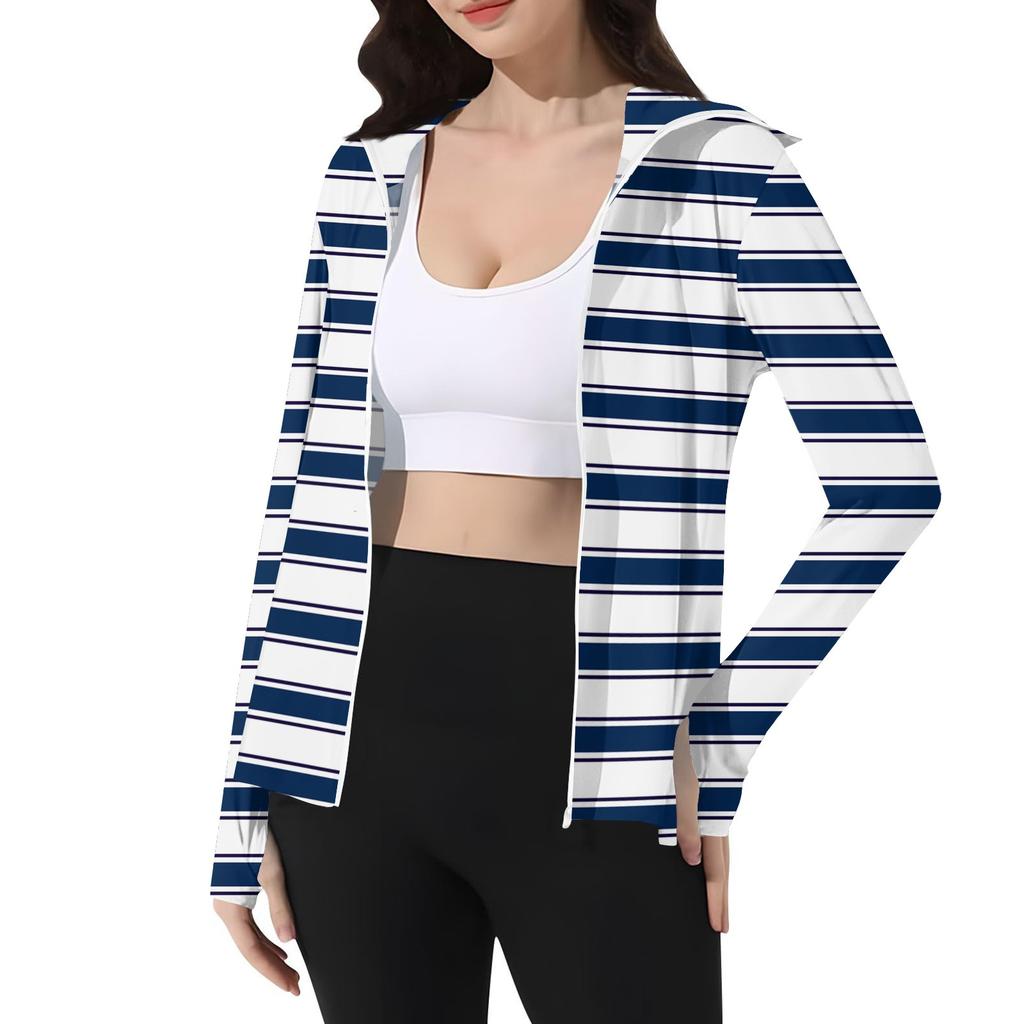 Women's Printed Ice Silk Hooded Lightweight Long Sleeve Sun  Jacket Top