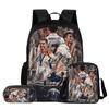 Set de 3 Piezas para Niños Mochila Estrella de Fútbol Estudiante Bolso de Hombro Escolar Bolsas para Lápices Ronaldo Mochila Escolar CR Mochila Mejor Regalo