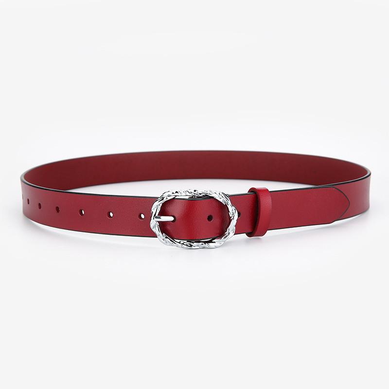 

Retro Leather Waist Belt With Pin Buckle For Denim And Office Red