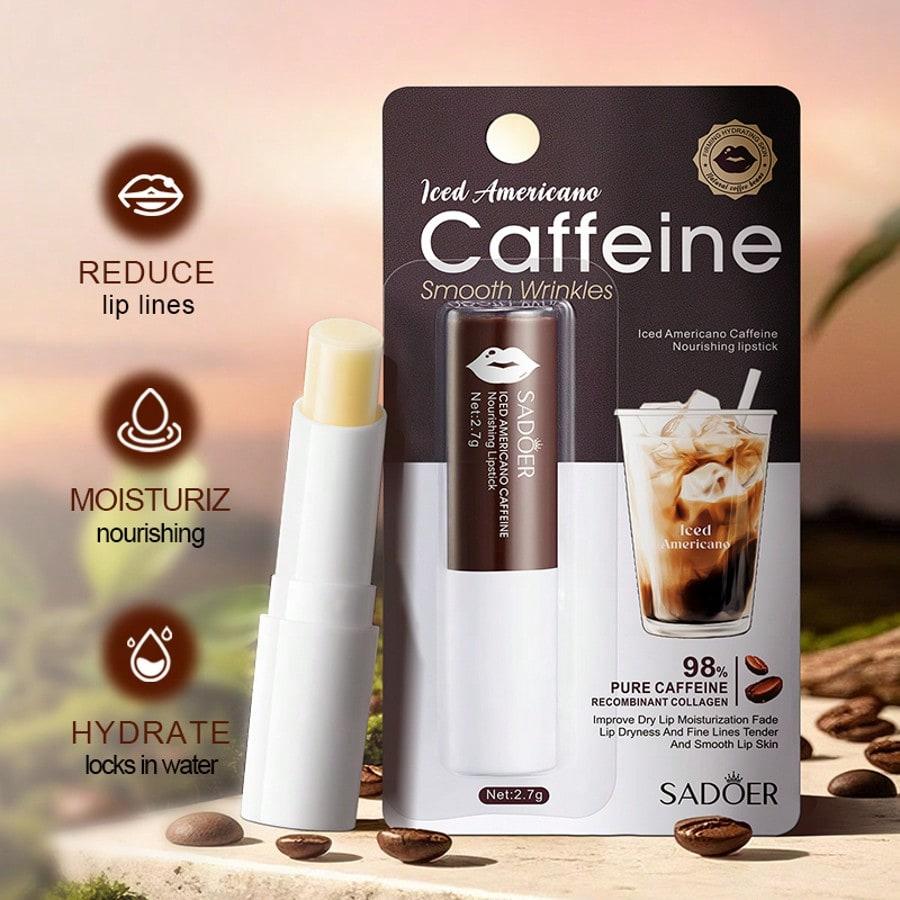 Caffeine Enriched Ice Americano Lip Balm Repair Dry Cracked Lips 12H Moisture Lock Nourishing Essential Oil Blend