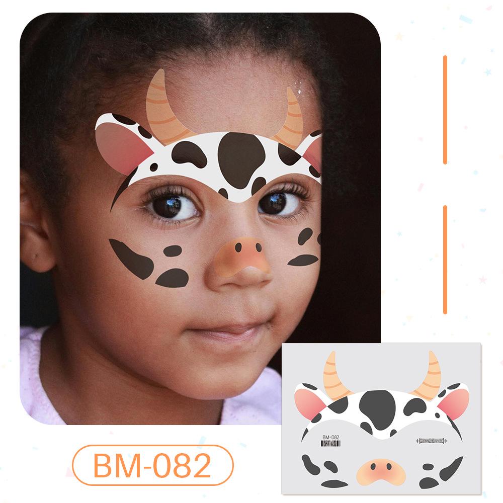 Ruikalong June 1st Kids' Waterproof Face & Forehead Cartoon Tattoo Stickers for Face Painting