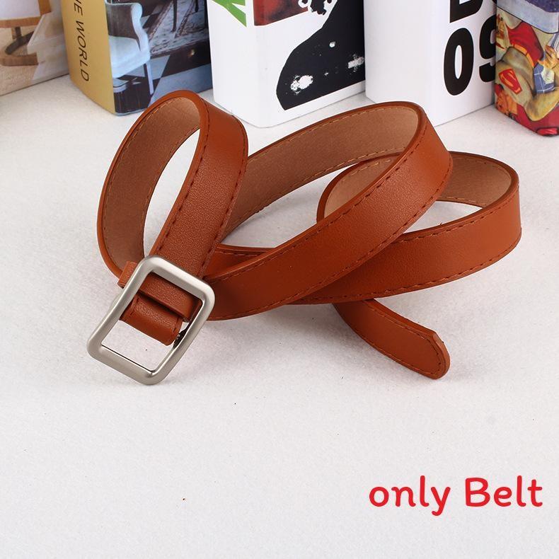 Simple Solid Color Metal Buckle Decor Women Waist Belt With No Punching Design
