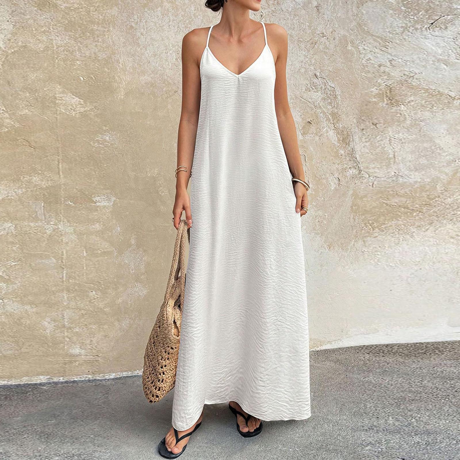 

Women s Fashionable Casual -color Dress L білий