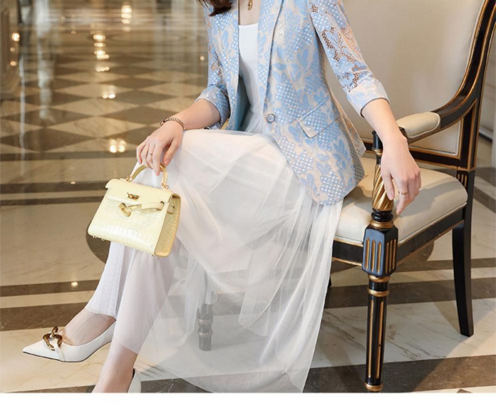 Women's Lace Suit Jacket - Slim Fit, Korean Style, Spring/Autumn 2025 Fashion