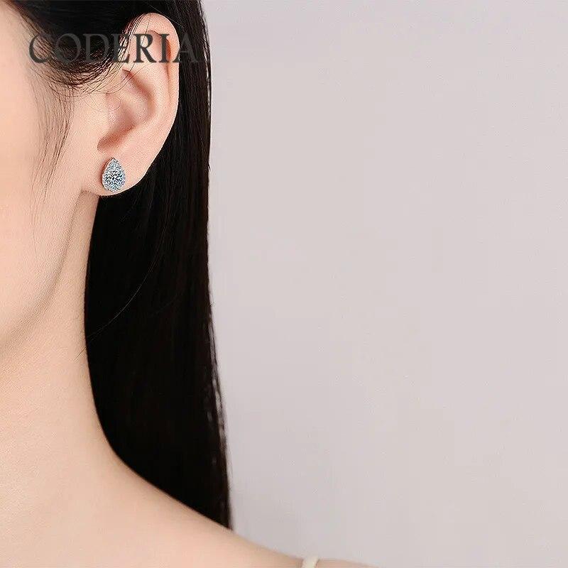GRA Certified Silver S925 Water Drop Stud Earrings for Halloween 0.5 Carat D Color Moissanite Earrings Women Holiday Party Gift