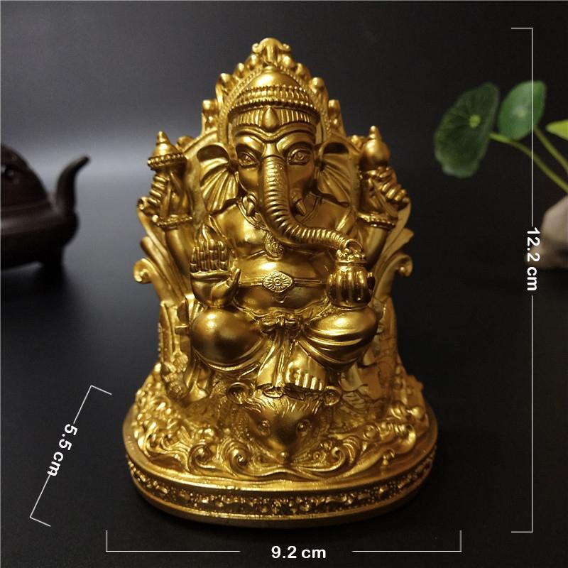 12 см Золотая Статуэтка Лорда Ганеши Будда Слон Бог Скульптуры Смола Домашний Декор Медитация Большие Статуи Будды