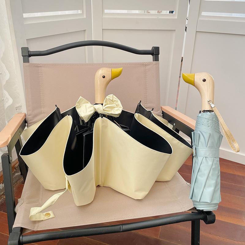 INS Style Duck Umbrella Windproof Sunshade Dual-use Sunny and Rainy UV Protection Folding Rain Gear for Girlfriends Gifts