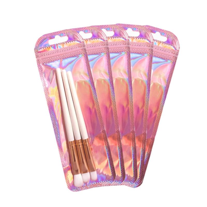 

2025 Trend 100Pc Resealable Holographic Pen Smell Proof Pouch Zipper Closure Beadable Packaging Bags For Pen Sealable Storage Ba