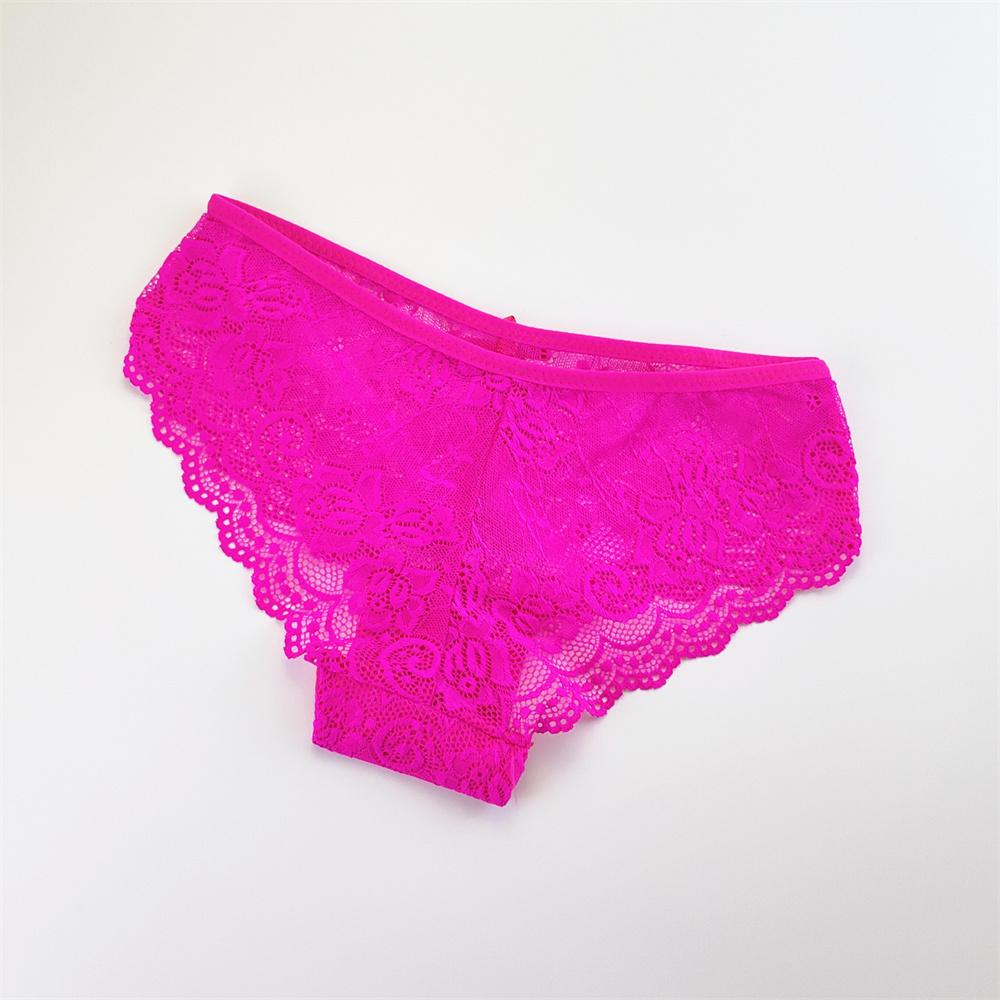 6Pcs/Pack Sexy Women Hollow Out Lace Briefs Lady Perspective Panties Underwear Plus Size M L XL XXL Bow Lingerie