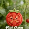 Plüsch-Tomatenscheiben-Schlüsselanhänger mit Stickerei-Design für Geschenk und Taschendekoration