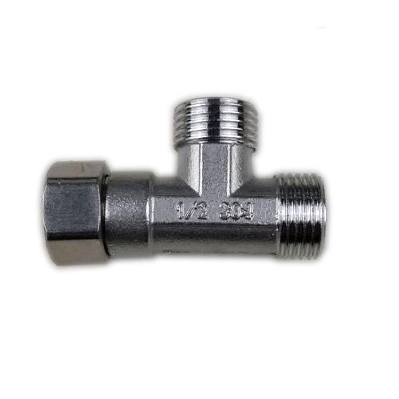 Stainless Steel 4-Point Thickened Male & Female Thread Live Joint Tee Gas/Water Pipe Elbow Fittings