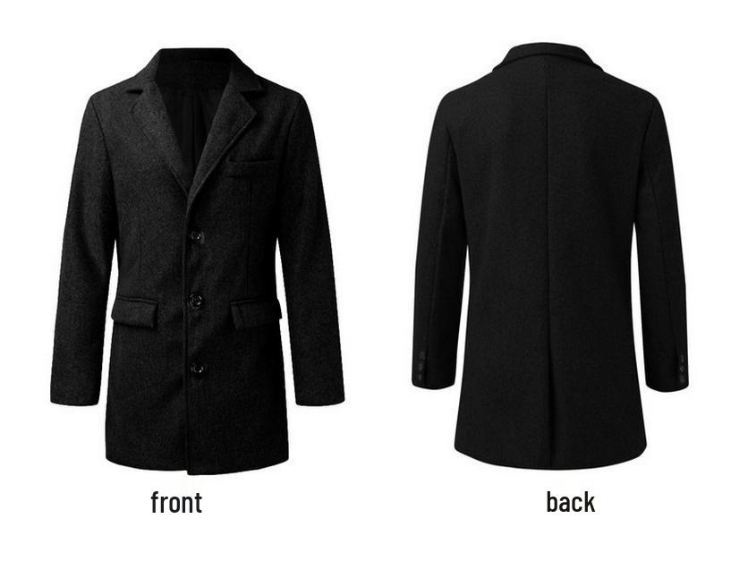 European Men's Mid-Length Wool Coat: Upgraded British Style for Autumn/Winter