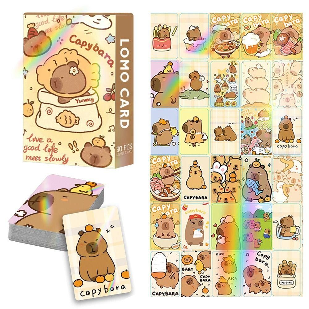 Glitter Lomo Cards Cartoon Capybara Collection Cards Lovely Capybara Photocards  Gift