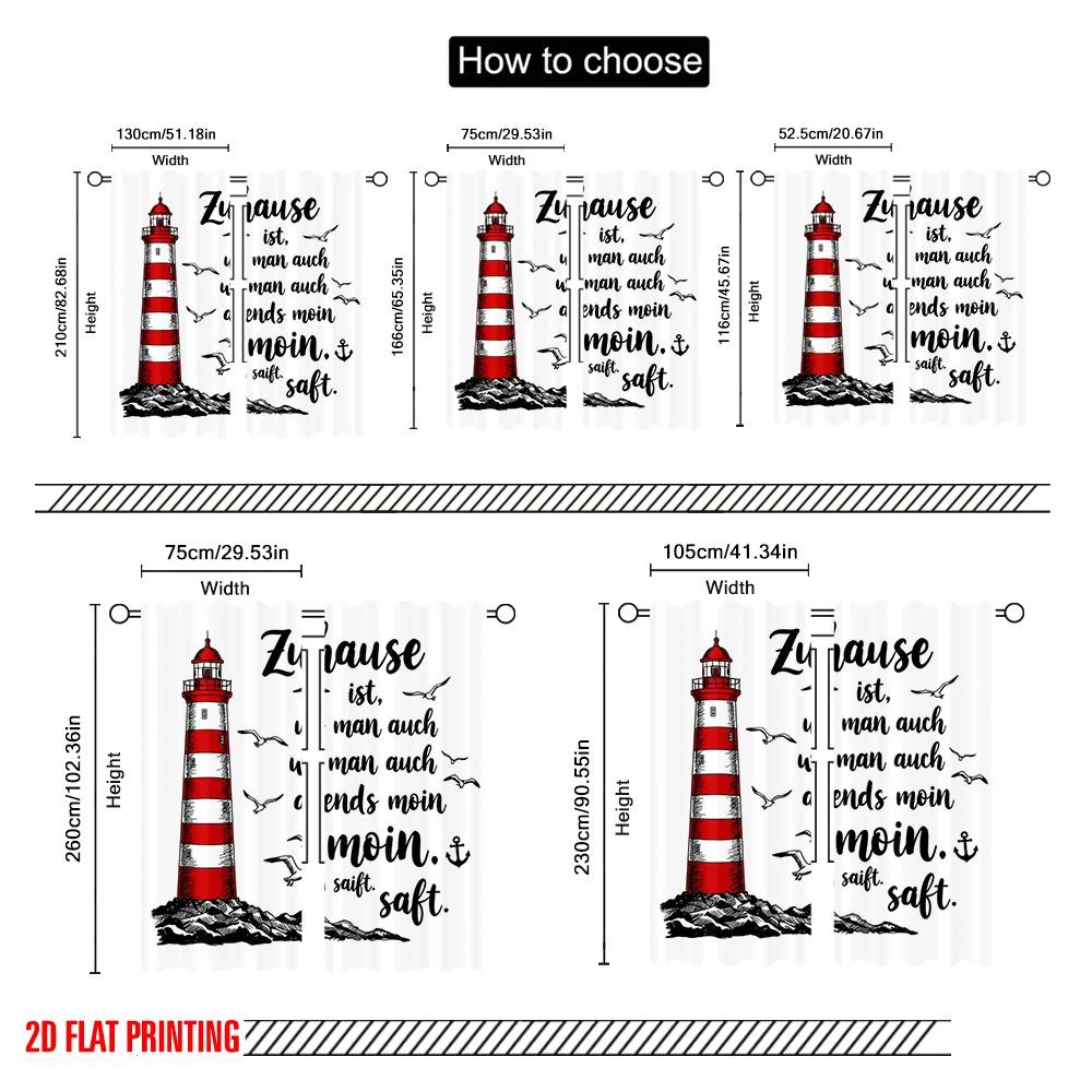 2pcs 2D Flat Printing Party Curtain Lighthouse Saying German Quote Fabric Without Electricity Holiday Decorations Use for