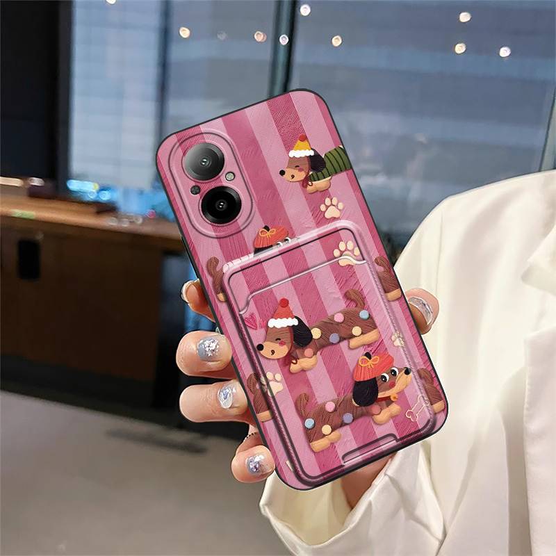 Durable Fashion Design Phone Case For Realme C67 4G/Realme12 Lite Card slot Graffiti TPU Anti-dust Cartoon Card sleeve