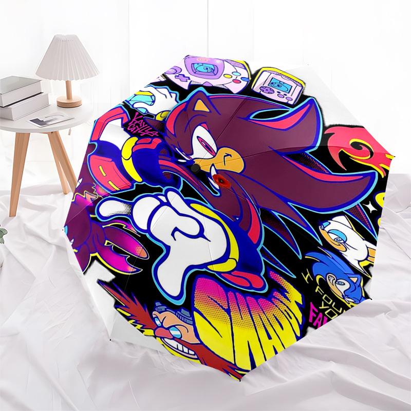

1pc Sonic the Hedgehog Automatic Folding Umbrella Portable 3-Fold Design, 8-Bone Iron Frame Outdoor Umbrella, Perfect Gift for Fans, Travelers, Everyd