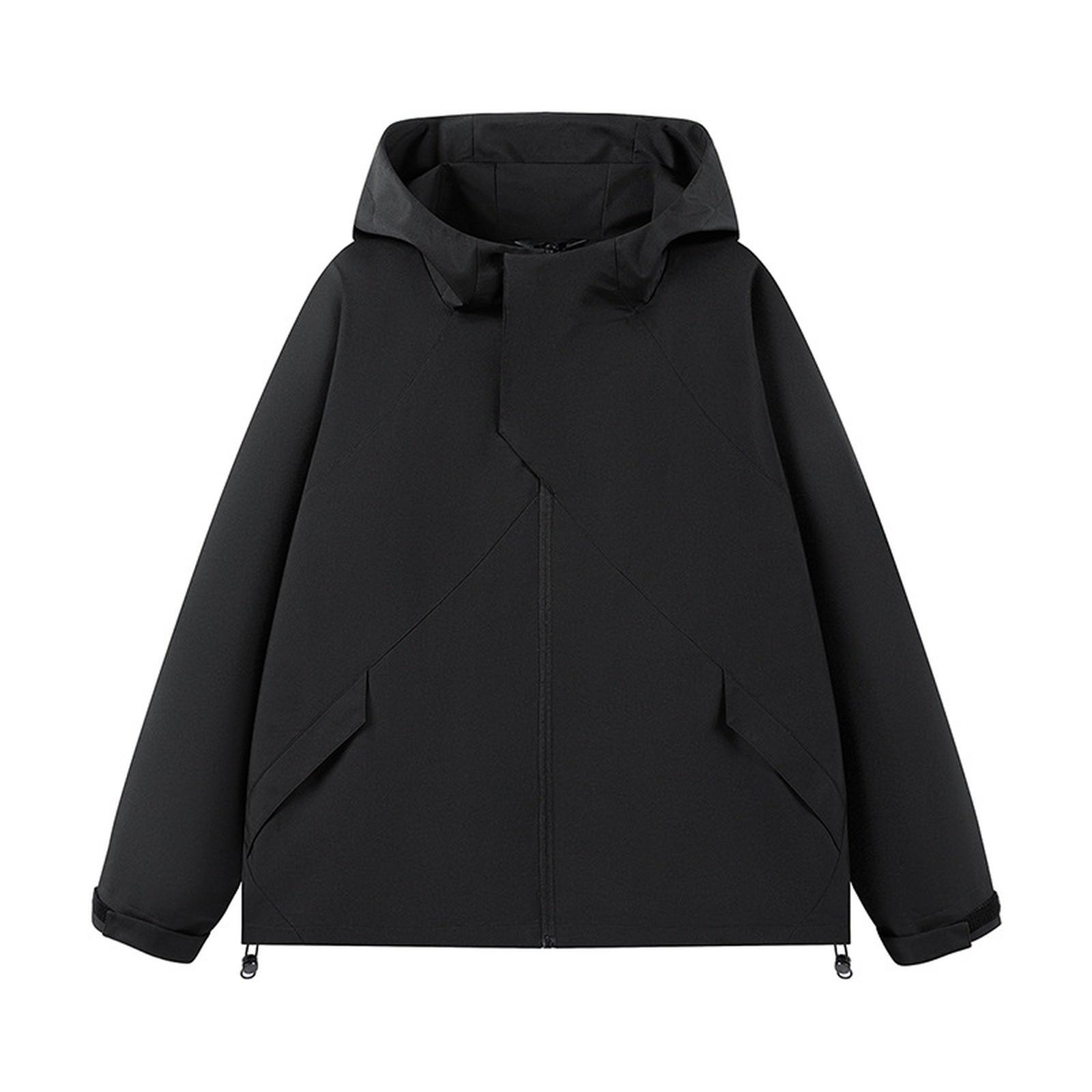 

Мужские модные спортивные ветровки Куртки для альпинизма на открытом воздухе Свободная куртка с капюшоном и спущенным плечом L чёрный