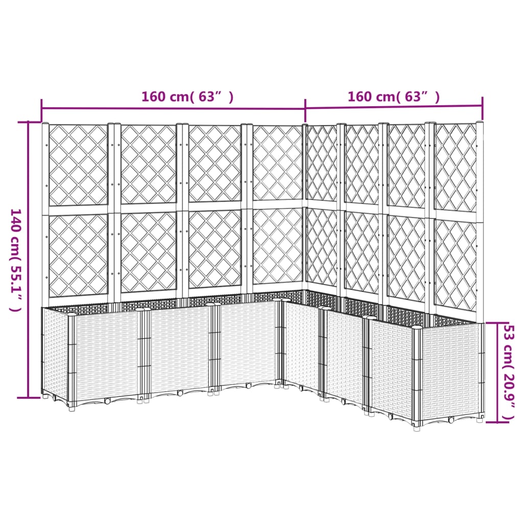 Planter with Trellis White 160x160x140 Cm PP