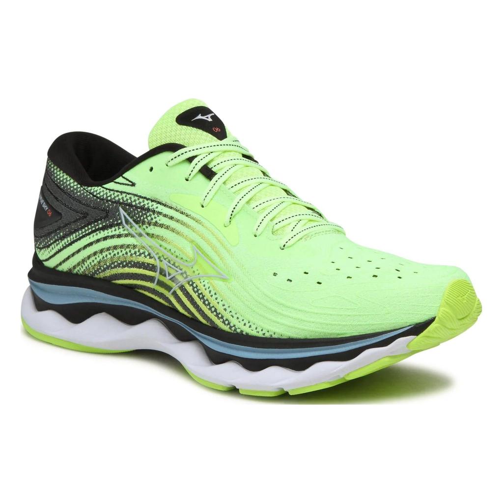 Mizuno Wave Sky 6 Comfortable Synthetic Leather Low Top Running Shoes Men sneaker Green Black J1GC220205