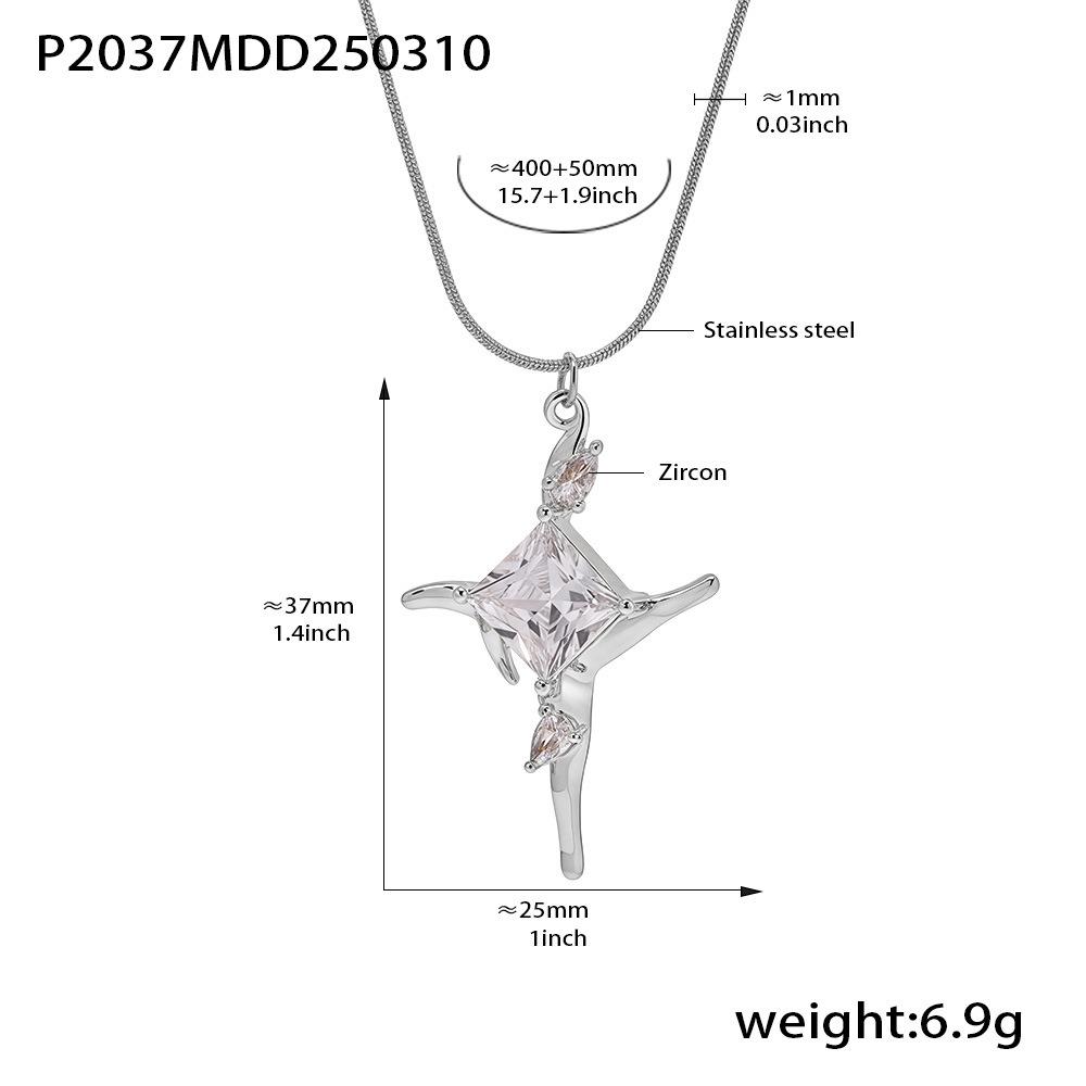 Qiong Yao Luxury Shimmering Star Zirconia Necklace with Personalized Stainless Steel Clavicle Chain, PVD Gold Plated.