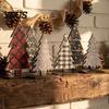 Modern Farmhouse Christmas Decor Rustic Tree Table Decoration, Vintage Wooden Xmas Standing Sign with Small For Tables Base for Winter Home