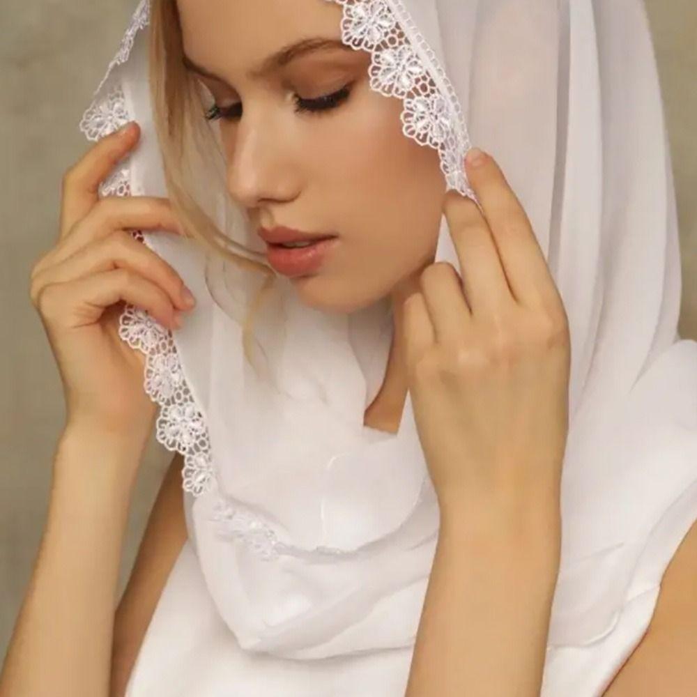 Solid Color Lace Veils Lightweight Wedding Bridal Veils Elegant Head Covering Scarf For Women