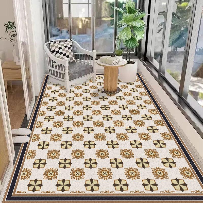 Waterproof and UV-resistant balcony floor mat, full-coverage bay window mat, scrub-friendly entrance carpet, wash-free PVC mat.