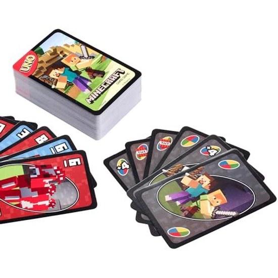 Mattel Game UNO Minecraft Party Goods Educational Card 112 Cards 2-10 Players Ages 7 Up Green FPD61