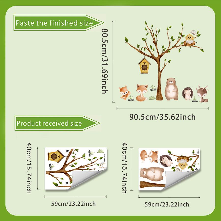 Forest-themed Animal Tree Bedroom Self-adhesive Decorative Warm Wall Stickers