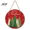 Porch Hanging Ornament Wooden Christmas Welcome Sign, Animal Round Door Decor, Outdoor Weatherproof Sign Farmhouse for Window Garden Holiday