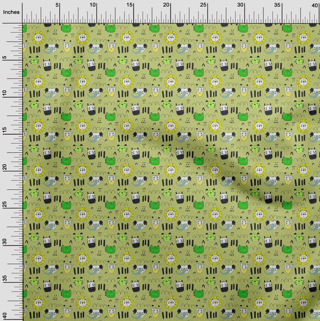 oneOone Cotton Flex Brown Fabric Kids Animal Quilting Supplies Print Sewing Fabric by The Yard 40 Inch