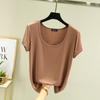 Women's U Neck Short Sleeve T Shirt Loose Fit Commuter Modal Fabric Solid Color Casual Basic Tee For Summer Daily Inner Layering Wear
