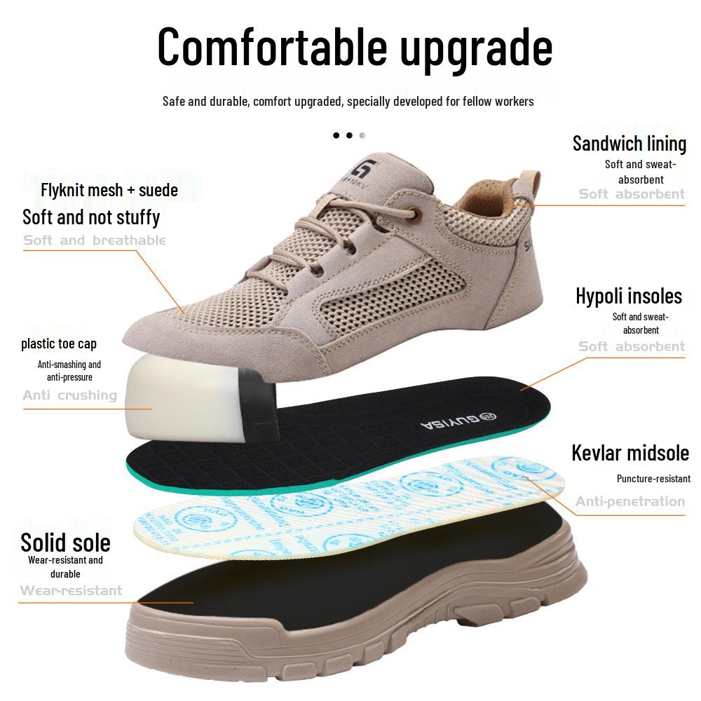 Men's Summer Safety Shoes: Breathable, Anti-Smash, Puncture-Resistant, Steel Toe, 10KV Insulated Electrician Work Shoes
