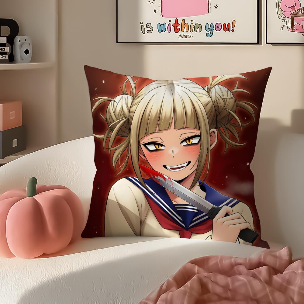 Popular HHimiko Toga My Hero Academia Cushion Cover Pillowcase Short Plush Invisible Zipper Room Sofa Cushion Cover
