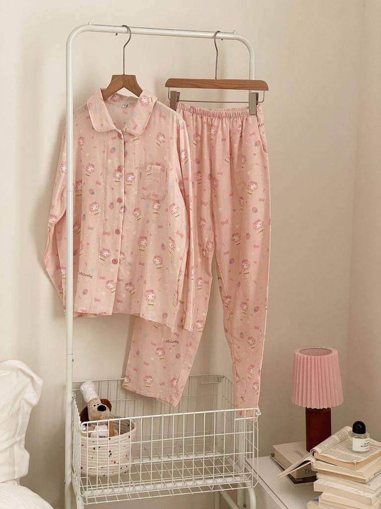 11 pajamas loungewear small lapel women's simple cotton double-layer yarn pajamas Melody breathable loungewear