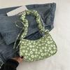 Sweet Flower Pleated Underarm Bag Nylon Large Capacity Floral Shoulder Bag Zipper Lightweight Girls Handbags Women