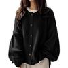 Vintage Solid Color Button Sweater Cardigan, Autumn and Winter Fashionable and Elegant Commuter Loose Knit Sweater for Women