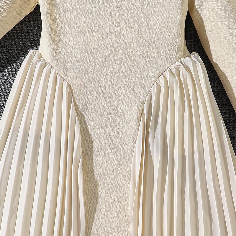 Girls' 8-12 Years Dress – Autumn New Arrival: Stand Collar Elegant Pleated Long-Sleeved Formal Gown