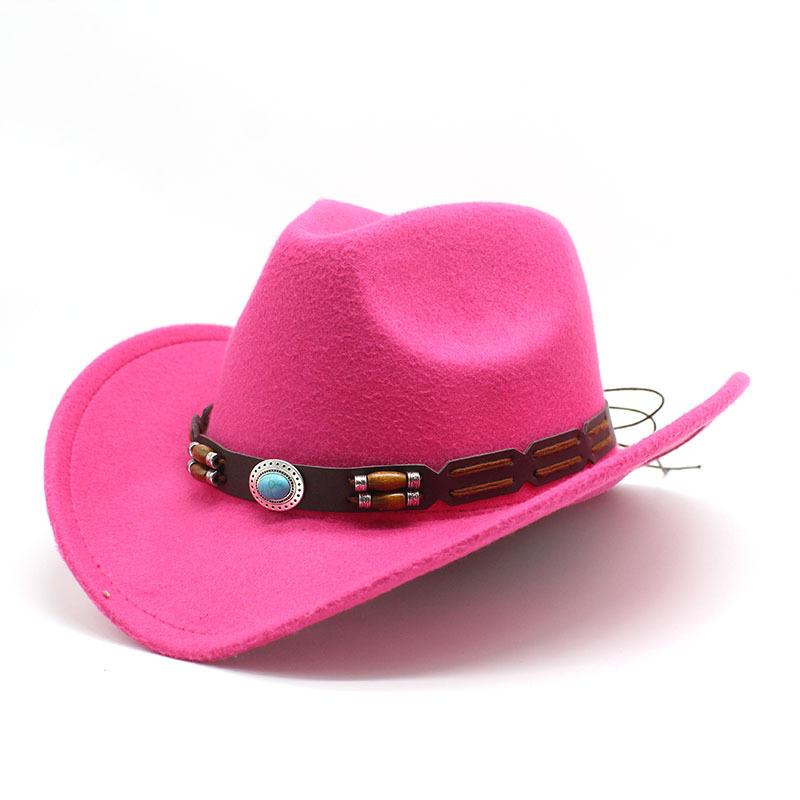 Woolen Hat Western Cowboy Hat Men'S And Women'S Couple Hat Curled Jewel Accessories