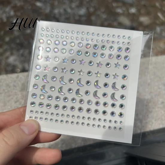 Colorful Adhesive Stickers Rhinestone for DIY Crafts Star Moon Gem Shiny Scrapbooking & Journaling Self-Adhesive Sparkling Gems Card Making Exquisite