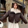 New cotton-padded clothes women's short lamb wool large lapel cotton clothes women's jackets winter college style small men wear outside
