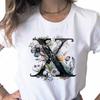 New Women T Shirt Custom Name Letter Combination Print Tshirt Flower Letter Font A B C D E F G Short Sleeve Female Tees Tops