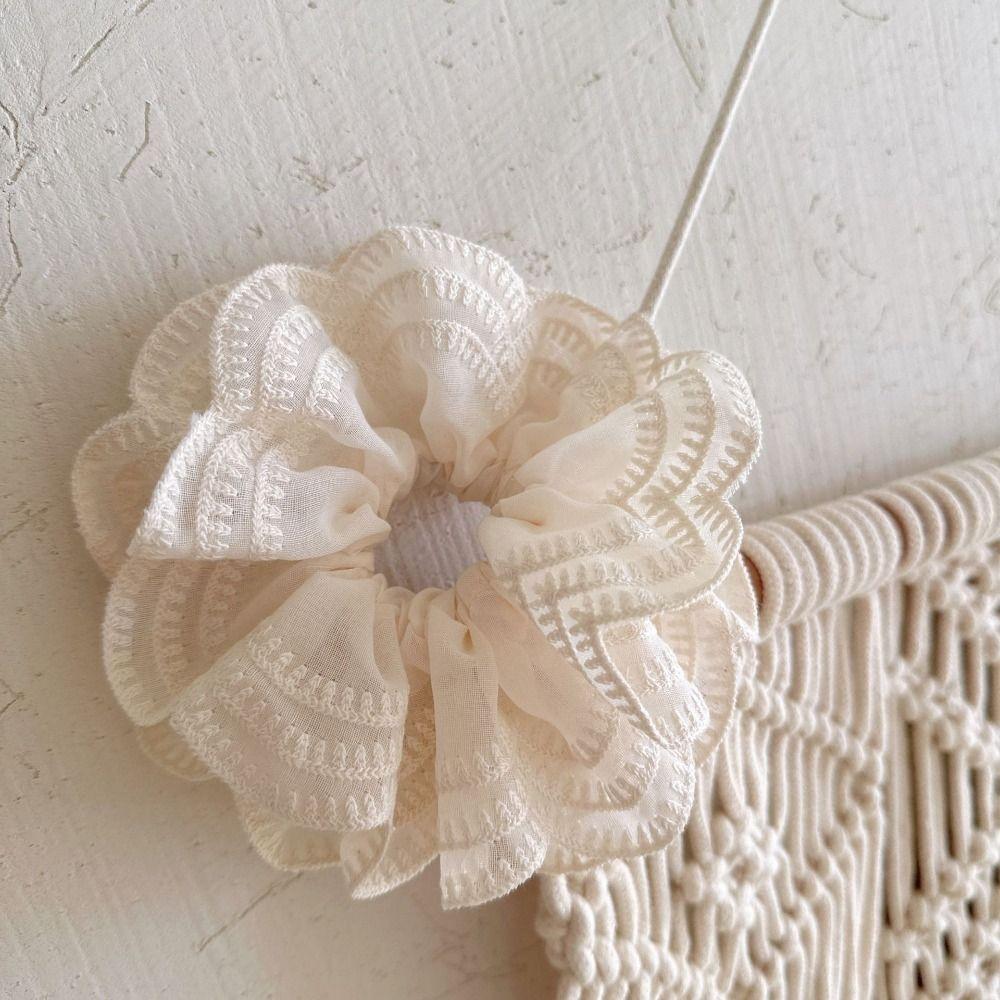 

Fashion Solid Color Hair Scrunchies French Lace Korean Hair Bands Hair Accessories Headdress Rubber Bands Girls бежевый