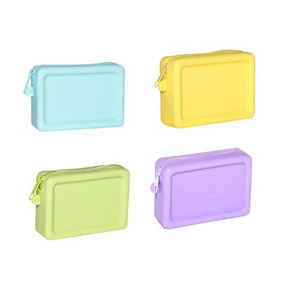 Silikon Organizer Kosmetiktasche Vintage Wasserdicht Glatter Reißverschluss Kopfhörerhalter Macaron Farbe Geldbörse Münzfach Tragbare Tasche